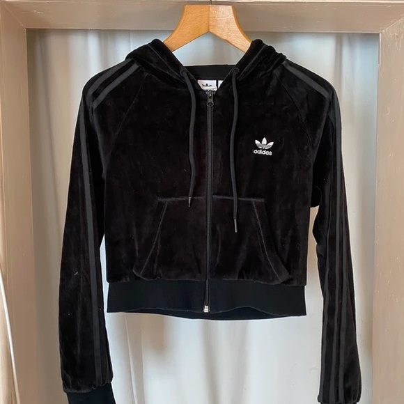 adidas Tops - Adidas Black Hoodie with Zip Closure